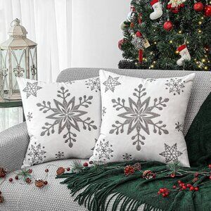 🆕 Snowflake Pillow Covers Christmas Soft Velvet Embroidery Cushion Decoration